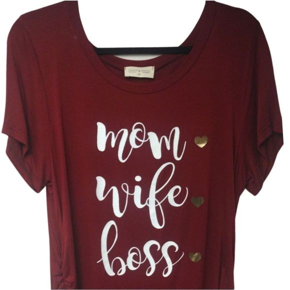 MOM WIFE BOSS Graphic Maternity Soft Shirt Size XL French Pastry NWT Soft & Comf - Picture 3 of 7